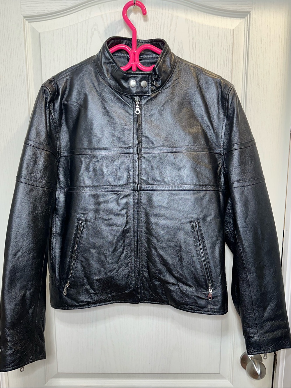 United Face NY Genuine Black Leather Moto Jacket XL - Mint Condition cafe racer